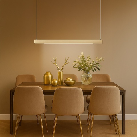 Lampa wisząca LINEA - zwis 36W LED 3000-4000-5700K złota 120 cm Milagro