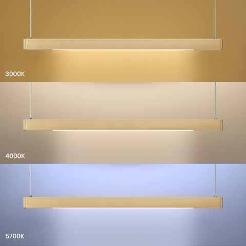 Lampa wisząca LINEA - zwis 36W LED 3000-4000-5700K złota 120 cm Milagro