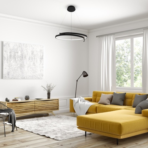 Lampa wisząca LORENZO - zwis 35W LED 4000K czarna 55 cm Milagro