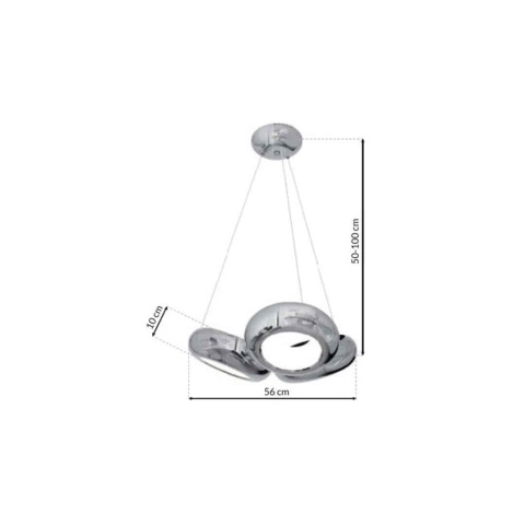 Lampa wisząca MERCURIO - zwis 36W LED 4000K chromowana 56 cm Milagro
