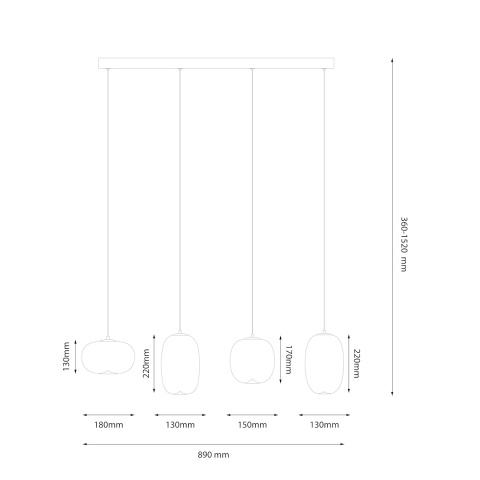 Lampa wisząca VASO SMOKED - zwis 15W LED 3000K czarna 89 cm Milagro