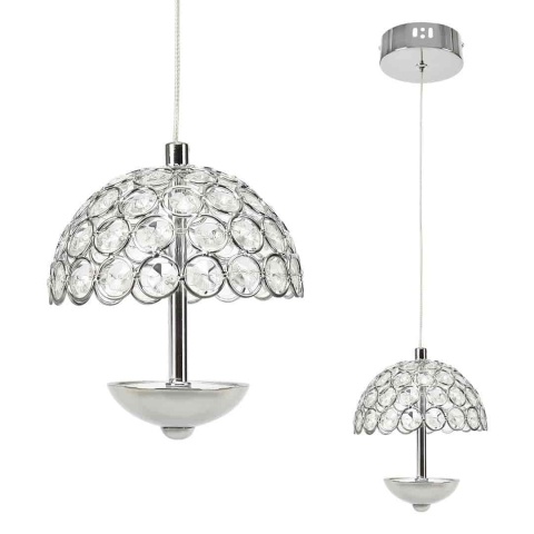 Lampa wisząca VENUS 1x5W - zwis 5W LED 4000K chromowana 12 cm Milagro