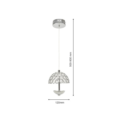 Lampa wisząca VENUS 1x5W - zwis 5W LED 4000K chromowana 12 cm Milagro