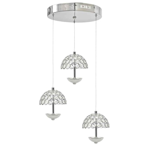 Lampa wisząca VENUS 3x5W - zwis 15W LED 4000K chromowana 30 cm Milagro