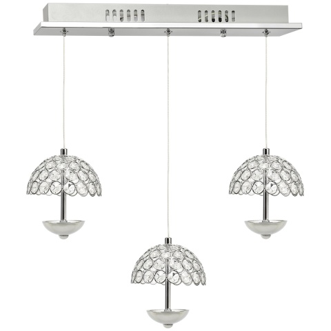 Lampa wisząca VENUS 3x5W - zwis 15W LED 4000K chromowana 42 cm Milagro