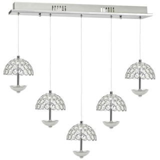 Lampa wisząca VENUS 5x5W - zwis 25W LED 4000K chromowana 64 cm Milagro