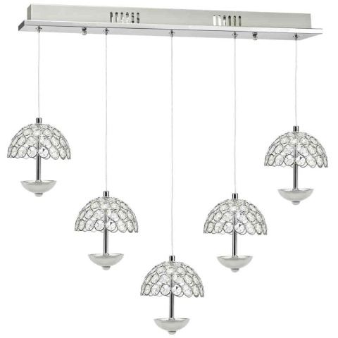Lampa wisząca VENUS 5x5W - zwis 25W LED 4000K chromowana 64 cm Milagro