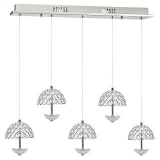 Lampa wisząca VENUS 5x5W - zwis 25W LED 4000K chromowana 64 cm Milagro