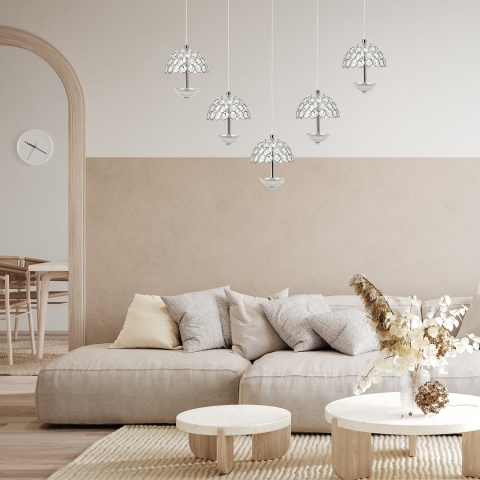Lampa wisząca VENUS 5x5W - zwis 25W LED 4000K chromowana 64 cm Milagro