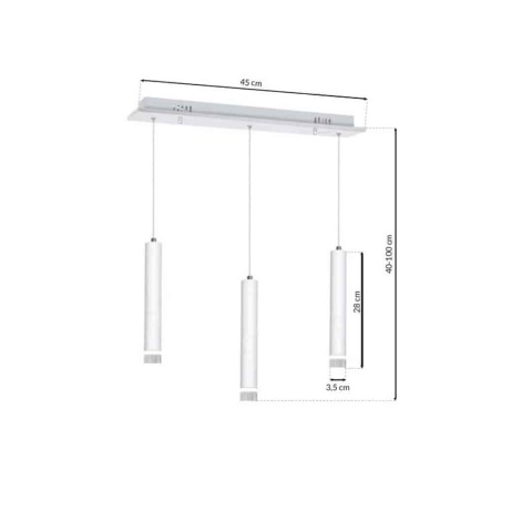 Lampa wisząca ALBA 3X5W - zwis 15W LED 4000K biała 45 cm Milagro