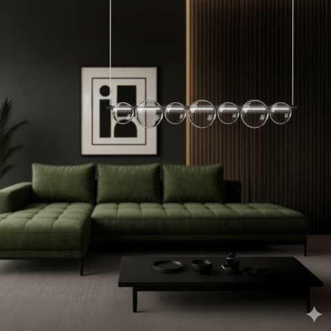 Lampa ATOLA z kulistymi kloszami w aranżacji salonu