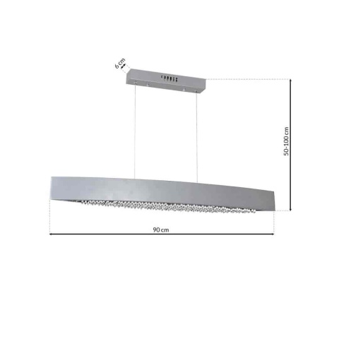 Lampa wisząca BOCCA - zwis 24W LED 4000K srebrna 90 cm Milagro