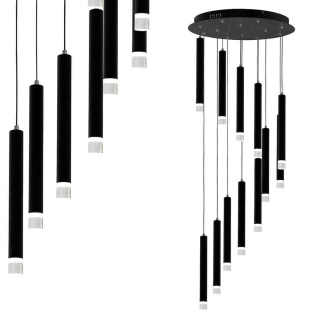 Lampa wisząca CARBON - zwis 12W LED 4000K czarna 45 cm Milagro