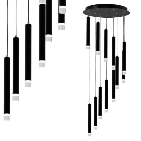 Lampa wisząca CARBON - zwis 12W LED 4000K czarna 45 cm Milagro