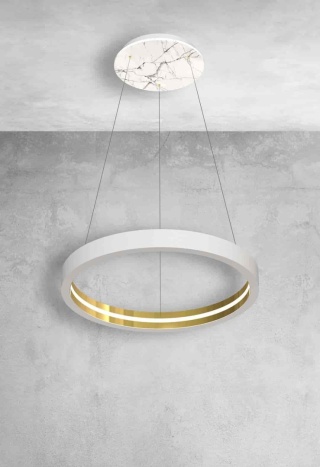 Lampa wisząca CASSIOPEIA - zwis 8,5W LED 3000K biało-złota 70 cm Milagro