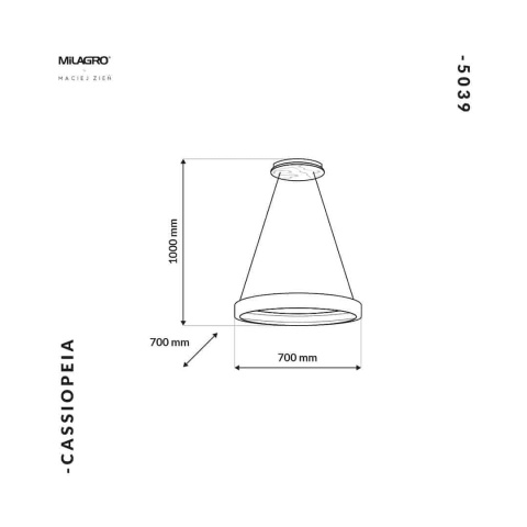 Lampa wisząca CASSIOPEIA - zwis 8,5W LED 3000K biało-złota 70 cm Milagro