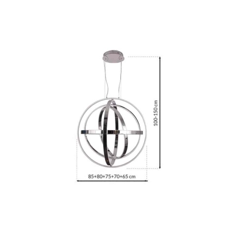 Lampa wisząca COPERNICUS - zwis 260W LED 3000K chromowana 85 cm Milagro