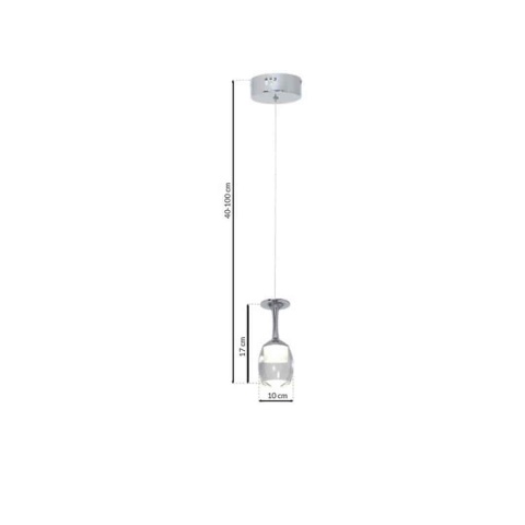 Lampa wisząca COPPA 1x5W - zwis 5W LED 4000K chromowana 10 cm Milagro