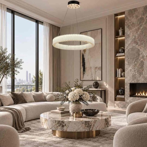 Lampa wisząca LED DELUXE 35W 4000K złoty 70cm – ML2780