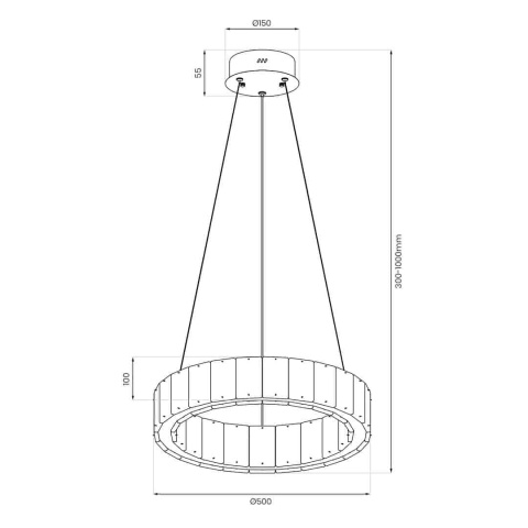 Rysunek wymiarowy lampy wiszącej KINGDOM ML2785