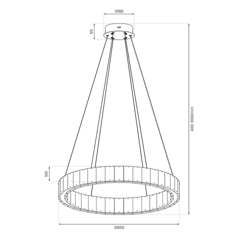 Rysunek wymiarowy lampy wiszącej KINGDOM ML2786