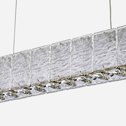 Podłużny szklany klosz lampy KINGDOM 97cm, widok z boku