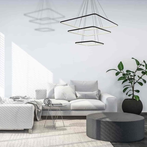 Lampa wisząca NIX - zwis 117W LED 3000K czarna 80 cm Milagro