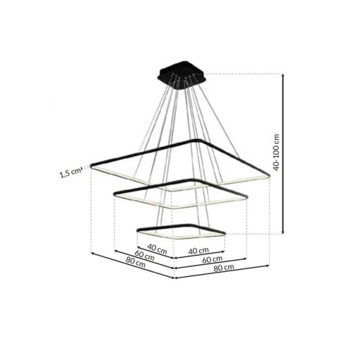 Lampa wisząca NIX - zwis 117W LED 3000K czarna 80 cm Milagro