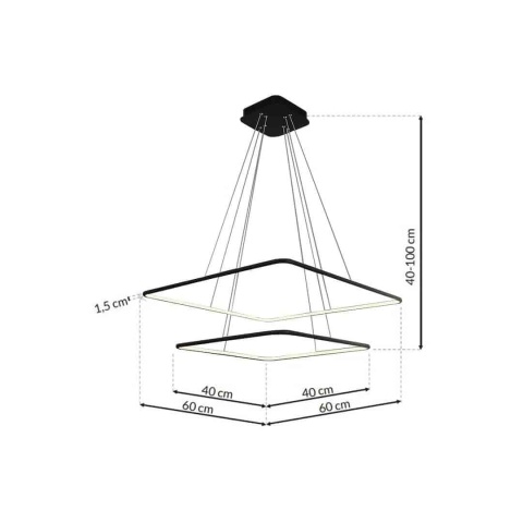 Lampa wisząca NIX - zwis 50W LED 3000K czarna 60 cm Milagro