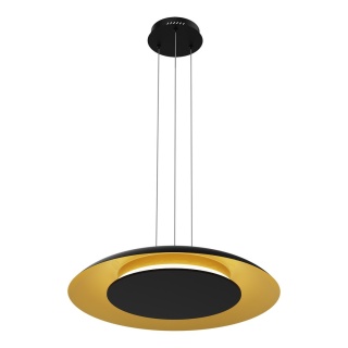 Lampa wisząca Piattino - zwis 30W LED 3000-4000-6000K czarno-złota 40 cm Milagro
