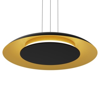 Lampa wisząca Piattino - zwis 30W LED 3000-4000-6000K czarno-złota 40 cm Milagro