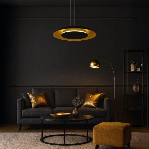 Lampa wisząca LED PIATTINO 30W CCT czarno-złoty – ML1815