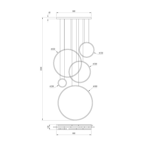 Lampa wisząca LED SATURNO MEZZANINE 100W 4000K złoty 80cm – ML2325