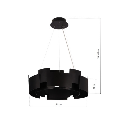 Lampa wisząca TORINO - zwis 24W LED 3000K czarna 46 cm Milagro