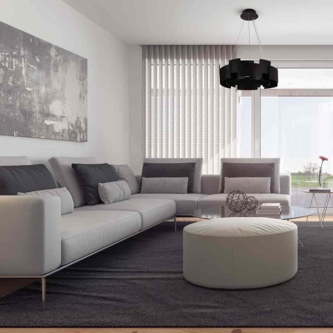 Lampa wisząca TORINO - zwis 24W LED 3000K czarna 46 cm Milagro