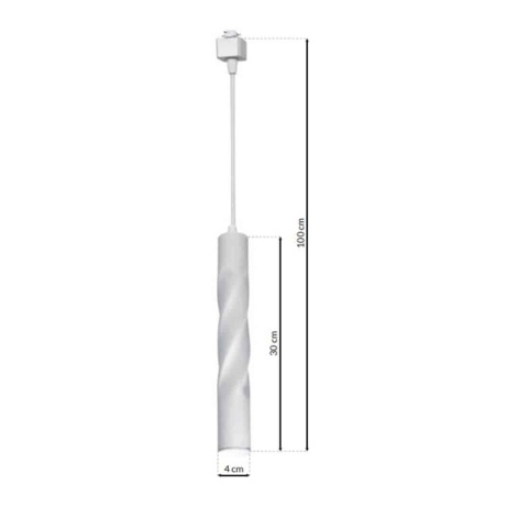 Lampa wisząca szynowa TRACK LIGHT PENDANT TWISTED do Szynoprzewodu 1 Obwodowego v2.0 - zwis 3W LED 4000K biała Milagro