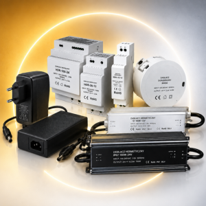 Zasilacz LED 12V i 24V do taśm LED, przeznaczony do stabilnego zasilania oświetlenia dekoracyjnego i meblowego jak również do kamer i urządzeń elektronicznych.